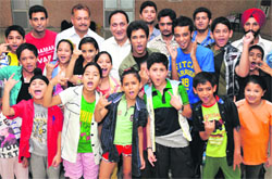 Children during the dance workshop at Rotary Club in Jammu on Saturday. 
