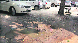 Stagnant water on the Jalandhar Civil Hospital premises.
