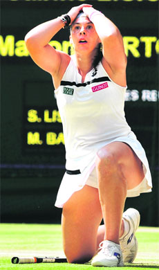 Marion  Bartoli  just cant seem to believe  that she has won the Wimbledon. 