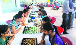 The Punjab State Chess Championship in progress at the multi-purpose sports stadium on Sunday. 