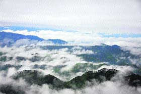 The monsoon clouds over the Jubbar Hatti airport, 40 km from Shimla, on Sunday