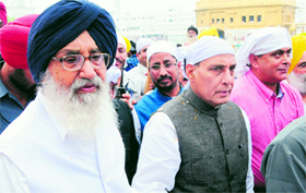 BJP chief with Punjab CM Parkash Singh Badal in Amritsar.