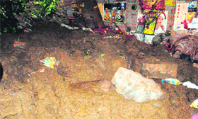 The house that collapsed in Dakrani village of Vikasnagar in which three were killed in Dehradun on Monday.