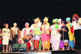 A bhangra troupe performs at the Red Square in Russia