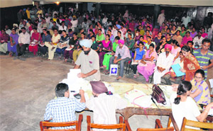 A huge rush of applicants at the Government Rajindra College as the interviews for admission to BA (Part I) began on Monday. 