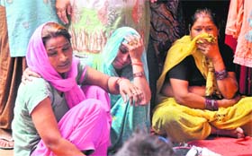 Inconsolable family members of the boy at their residence in Kishangarh village in Chandigarh on Tuesday