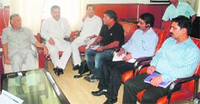 Representatives of mobile service provider companies at a meeting with Chief Minister Vijay Bahuguna in Dehradun on Tuesday