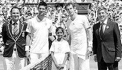 The protagonist of Oscar-winning documentry Smile Pinki, Pinki (centre), was operated for a cleft lip by doctors working with SmileTrain. To honour the NGOs efforts, Pinki was invited to toss the coin at this years Wimbledon mens finals