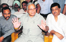 Health Minister Madan Mohan Mittal talks to mediapersons during his visit to Bathinda on Wednesday. 