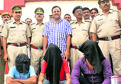 The accused in police custody at Sector14, Panchkula, on Wednesday