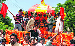 The beautifully decorated chariot of Lord Jagannath