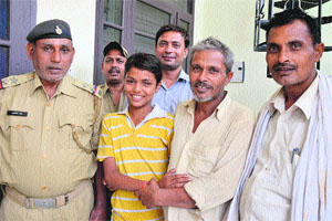 Amrit Pandey with his family members in Ludhiana on Wednesday. 