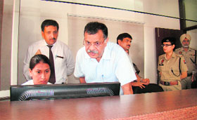 SC Aggarwal, Chief Commissioner, Punjab RTS panel, reviews the working of public utility services in Nawanshahr on Wednesday