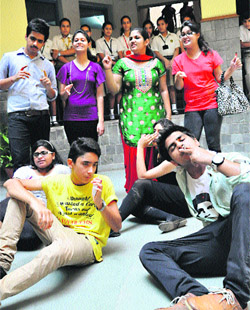 Students present a play based on drug abuse at Saupins School in Sector 32, Chandigarh on Thursday. 