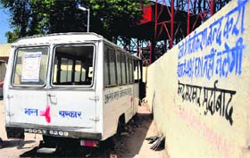 An old ambulance on the premises of the hospital at the Ludhiana railway station