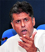 Union Minister Manish Tewari at a press conference in New Delhi on Thursday