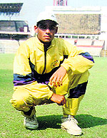 Yogender pose at the Eden Gardens in Kolkata