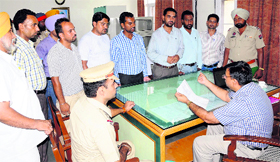 ETT teachers submit a memorandum of demands to the District Revenue Officer in Bathinda on Friday.