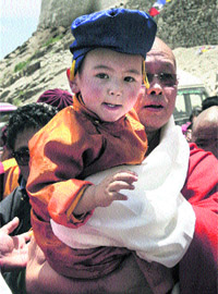 Two-year-old Rinpoche (Tibetan lama) was accorded a grand reception in Leh on Friday. 