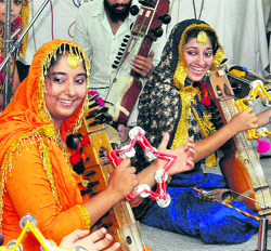 Budding musicians: Students participate in a cultural programme during the DAV academia-industry interface at DAV University in Jalandhar on Friday.