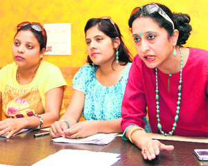 Participants of a beauty contest address a press conference in Dehradun on Saturday. 
