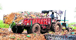 An MC trolley carries garbage in Amritsar