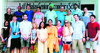 A group of professors and students from North Carolina University, USA, at Ajit Vidyalaya in Amritsar on Sunday