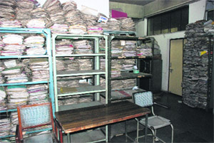 Files and records lying outside the offices at Mini -Secretariat in Panchkula.
