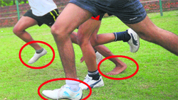 Athletes take part in a race during the trials at the Sector 46 stadium in Chandigarh on Monday. Tribune Photo: S Chandan