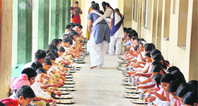 Mid-day meal being served at a school in Jalandhar.