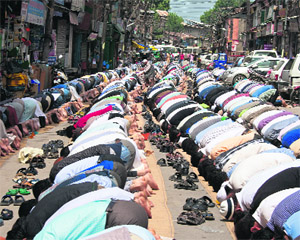 A file photograph of people offering Ramadan prayers in Srinagar.