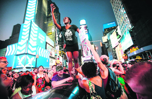 A protest in New York on Sunday.