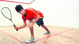 Siddharth Arora playing squash at the Service Club in Amritsar on Amritsar. 