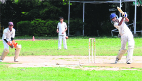 Players in action during the Vivek Cricket Trophy match at Vivek High School, Sector 38, Chandigarh.