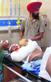 Amanpreet, who was injured in the accident, under treatment at the PGI, Chandigarh.