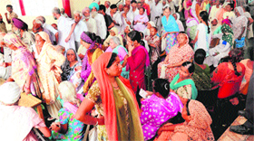 Pensioners rush at Bal Bhawan in Sector 23, Chandigarh, on Tuesday.