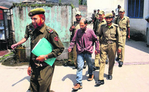 The accused in police custody in Bhaderwah on Tuesday.
