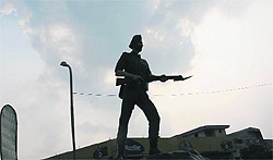A statue of Naib Subedar Nand Singh with clear sky in the background presents a fine frame at the Fauji Chowk in Bathinda