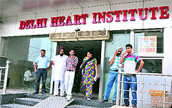 An outer view of the Delhi Heart Institute where Income Tax sleuths conducted a checking in Bathinda on Wednesday