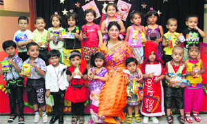Students showcase their talent at a TV advertisement show in Green Land Convent School, Ludhiana. 