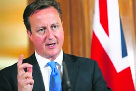Britain's PM David Cameron in London on Wednesday
