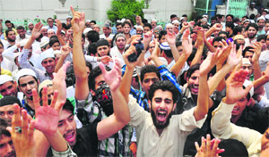 A protest in Jammu on Friday.