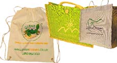 Many companies are going green and provide carry bags made of eco-friendly materials like jute, cotton, compostable bio-plastic material or even fabric recycled from alternate fibres