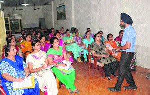 A workshop for teachers being conducted at Guru Harkrishan Public School in Bathinda on Saturday.