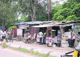 The illegal kiosks on the Garha road near the bus stand in Jalandhar