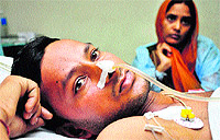 BSF guard Ram Hari at the GMCH in Jammu on Saturday