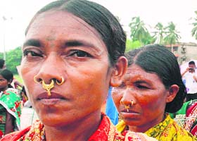 Tribeswomen at a rally in support of the Food Security Bill in Bhubaneswar on Saturday