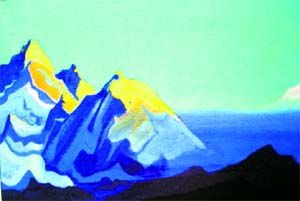 The Golden Peaks. Painting by Nicholas Roerich
