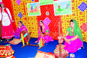 Girls showcase Punjabi culture during monsoon celebrations at Swami Vivekananda Girls College in Bathinda on Sunday.