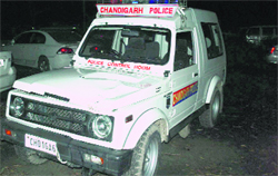 The PCR Gypsy that knocked down a temple priest parked at the Sector 3 police station. 